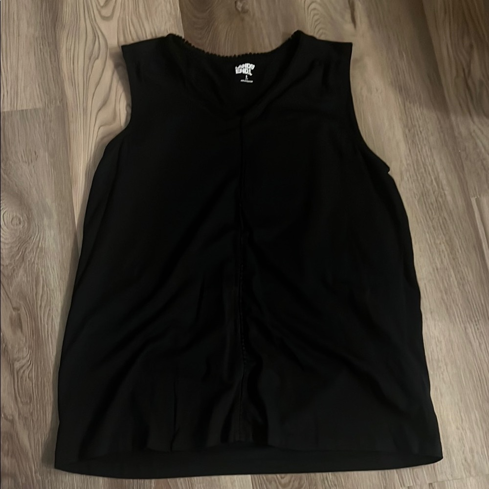 Lands' End Black Ruched Sleeveless Tank Top